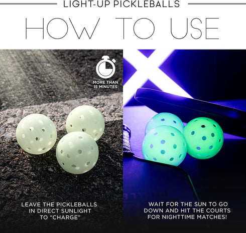 Franklin Sports Glow in The Dark Outdoor Pickleballs - Light Up Pickleball Balls for Nighttime Pickleball - Glow in The