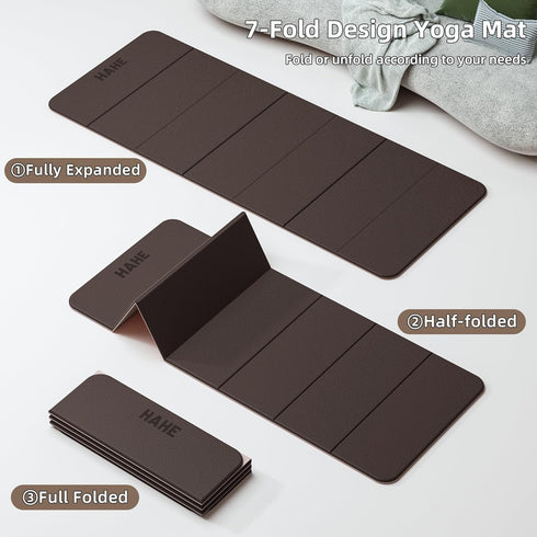 7-Fold 72"L 24"W 0.47",TPE HAHE Design Extra Thick Yoga Mat x x Fitness Exercise Mats, Non-Slip Foldable Yoga Mat, High