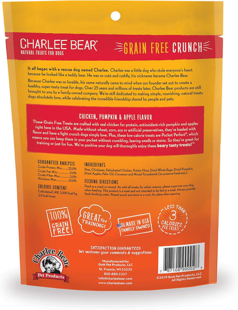 Charlee Bear Crunch Chicken, Pumpkin & Apple Flavor Dog Treat - 6 Pack, 8 oz Each