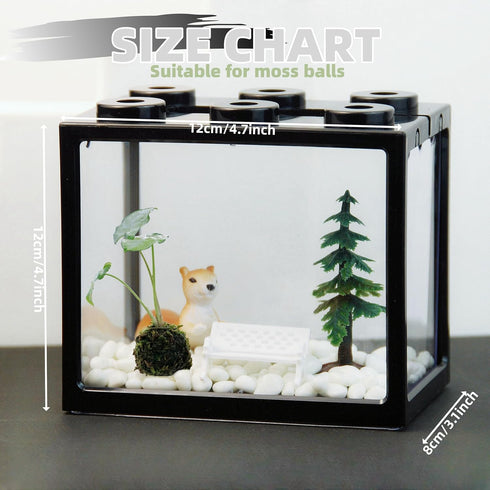 Small Sea Monkey Tank, Stackable Mini Betta Fish Tank Kit with Gravel and Moss Ball
