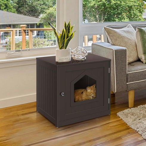 ZENY Cat Litter Box Furniture Hidden, Enclosed Cat Litter Box with Vent Holes, Indoor Cat Box Cabinet, Wooden Cat