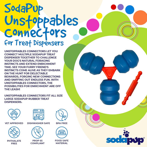 SodaPup Unstoppables Connectors, 2 Pack, Non-Toxic PETstrong Nylon Treat Dispenser Chew Toys for Medium & Large Dogs,