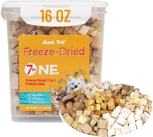 Just Try 16OZ Freeze-Dried Dog Treats Mixed Flavors for Dogs & Cats