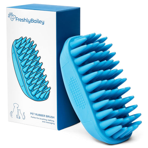 Rubber Dog Bath Brush, Silicone Pet Wash & Massage Brush for Bathing, Massaging & De-shedding