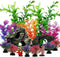 Fish Tank Decorations, 15pcs Aquarium Plants with Resin Broken Barrel and Cave Rock View, Fish Tank Accessories