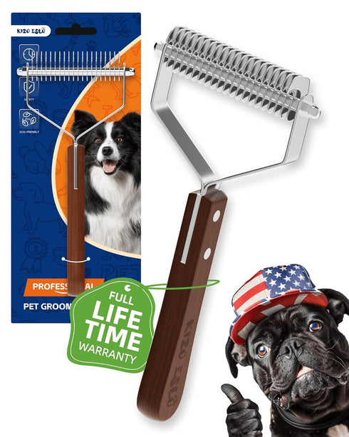 Dog Brush for Shedding, 20 Blade Dematting Tool, Undercoat Rake for Large Medium Small Dogs and Cats