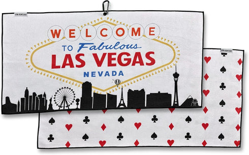 Pin Hunters Las Vegas Golf Towel - Premium Microfiber Waffle Towel with Clip, Unique Gift for Golf Lovers