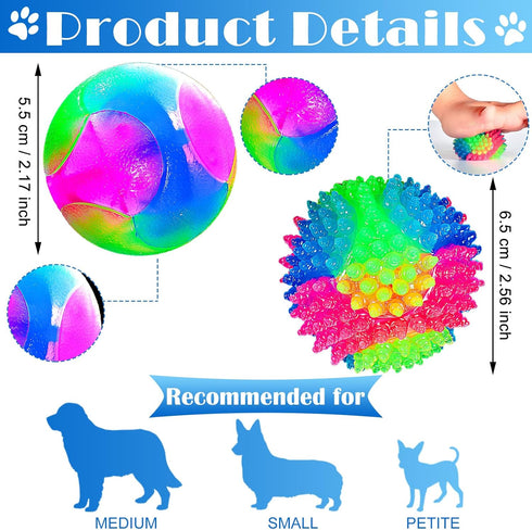 2 Pieces 2.5" Light up LED Dog Toy Ball - Elastic Flashing Glowing Interactive Bounce-Activated Toy for Small Medium