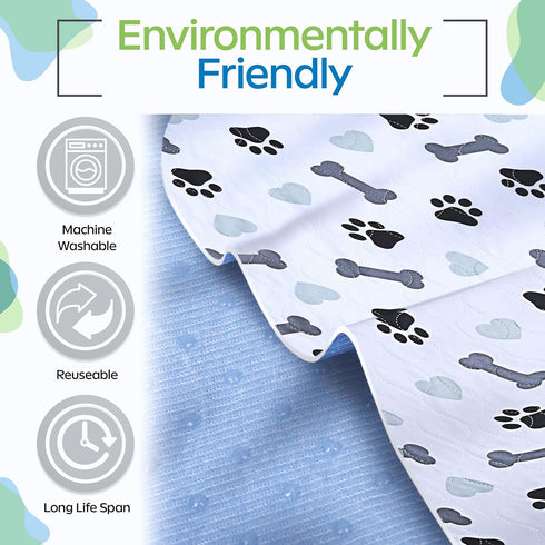 GREEN LIFESTYLE Washable Underpads - Large Reusable Puppy Pee Pads, Waterproof Pet Training Pad, Pack of 2 (30x34)
