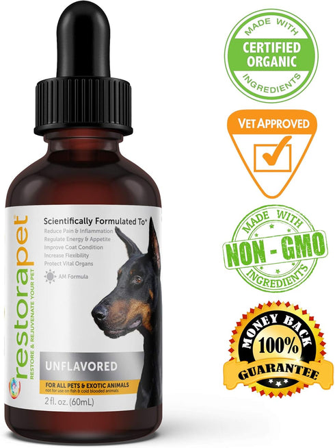 RestoraPet 1-Pack Dog & Cat Unflavored Liquid Multivitamin | Dog Arthritis Pain Relief | Hip & Joint Vitamins