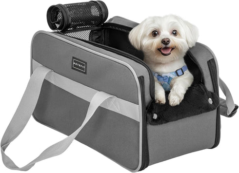 9 LBS PETSFIT Multipurpose Center Console Dog Car Seat, Airline Approved Dog Car Carrier with Safety Tether