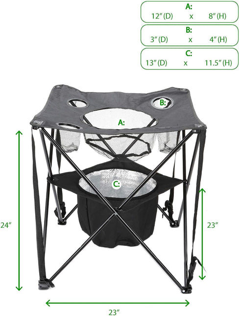 23.25" 23.25" 24.5" Mind Reader Folding Tailgate Table, Camping Gadgets, Tailgate Essentials, Portable Cooler, L x W x