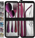 VANDBAO Portable Travel Utensils - 9 Pieces Reusable Silverware Set with Case for Camping and Picnics