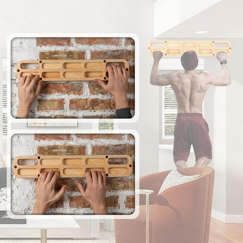 Wooden Portable Hangboard - Hangboard Rock Climbing - Hangboard Doorway Mount - Hand Strengthener Equipment