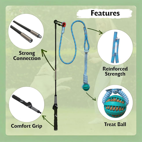 lamfer Flirt Pole for Dogs, Tether Tug Outdoor Dog Toy, Interactive Toys for Large Breed & Puppies, Agility Training