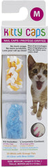Kitty Caps Nail Caps for Cats, White with Orange & Clear with Blue Glitter, Medium (9-13 lbs), 40 Count