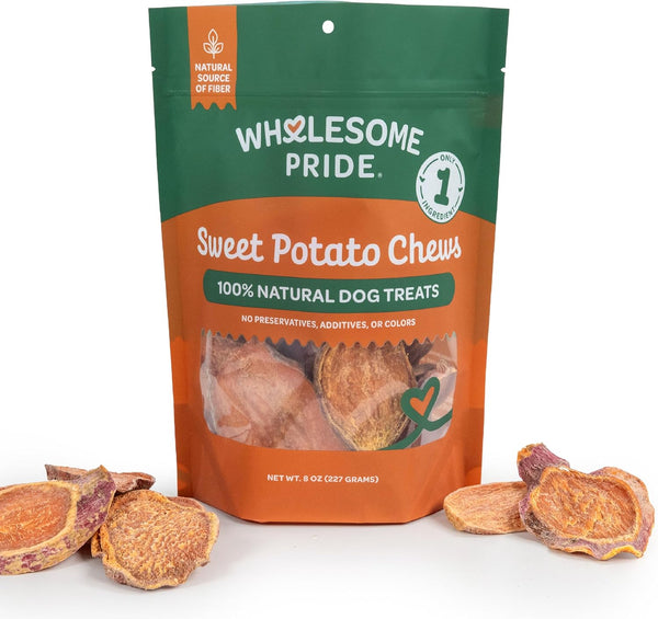 Wholesome Pride Sweet Potato Chews 100% All-Natural Single Ingredient Dog Treats, 8