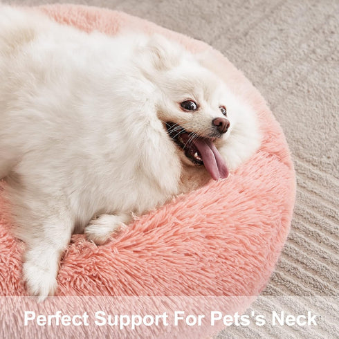 MIXJOY Orthopedic Dog Bed, Ultra Soft Washable Donut Cuddler Round Bed for Dogs and Cats, 20''/23''/30'', Pink (23'')