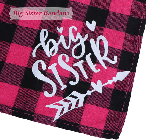 STMK Big Brother Big Sister Dog Bandana, Pregnancy Announcement Plaid Gender Reveal Photo Prop for Dogs