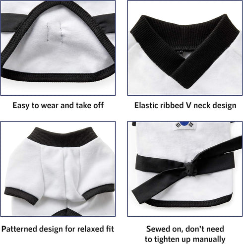 Athletic Costume with Black Belt - Uniform for Dogs Clothes Pullover Sweater Sweatshirts for Boy and Girl (Medium)