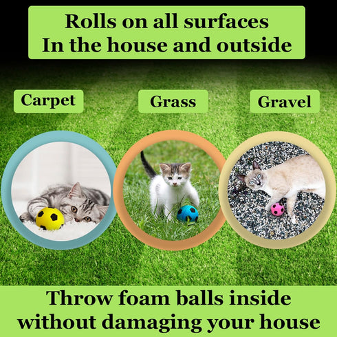 Meric CoCoo 1.5-Inch Soft Foam Cat Soccer Balls, Bouncy & Lightweight, Interactive Indoor Play Toys for Kittens & Cats,