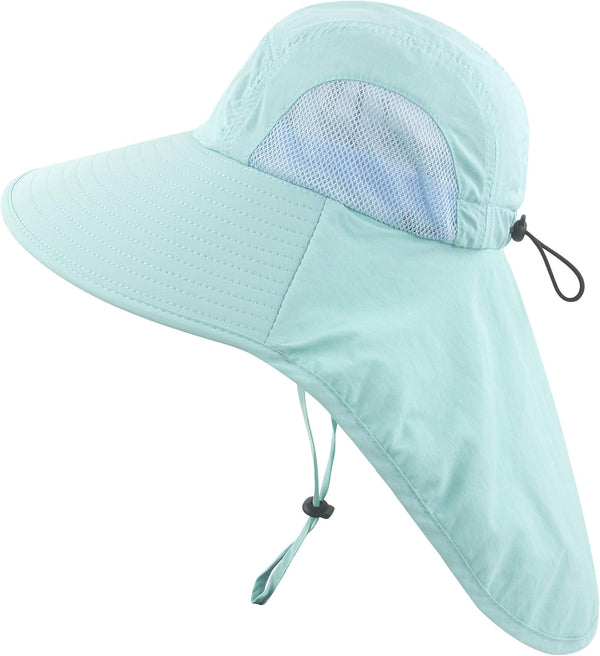 Muryobao Kids Sun Hat Wide Brim UPF50+ Mesh Hats with Neck Flap for Girls and Boys