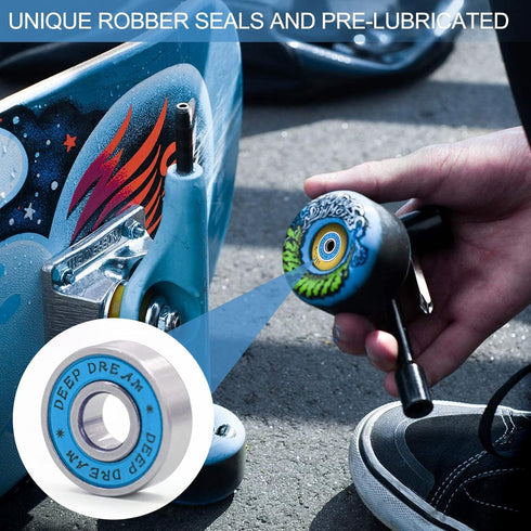 Premium 20Pcs 608rs Skateboard Bearings - Chrome Steel Longboard Bearings, 8x22x7mm, Double Rubber Sealed