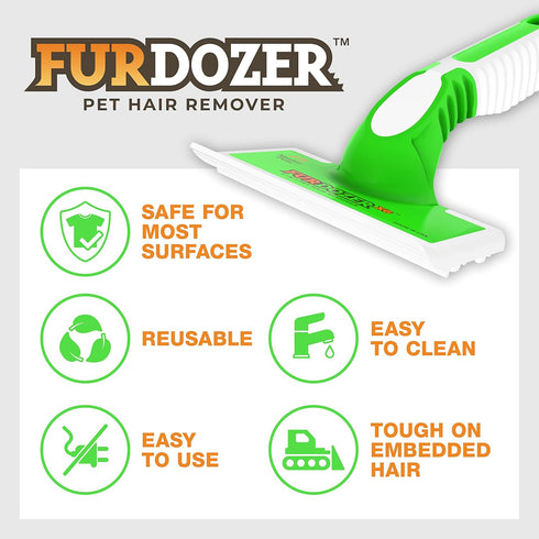FurDozer X6 Pet Hair Remover & Auto Detailing Tool, Reusable Cat & Dog Hair Remover for Furniture