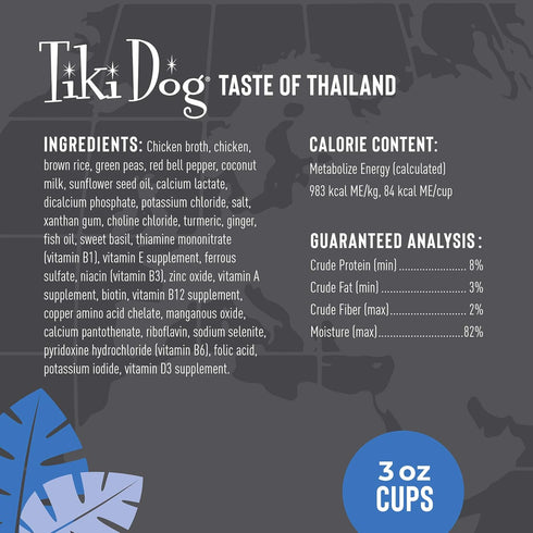 Tiki Dog Taste of The World - Dog Wet Food - Whole Foods - Thailand! Chicken Curry - 3 oz Cup