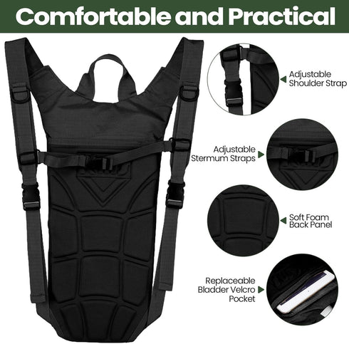 Liliful 4 Pcs Hydration Pack Backpack with 3 Liter Bladder, Tactical Water Backpack for Hiking Cycling