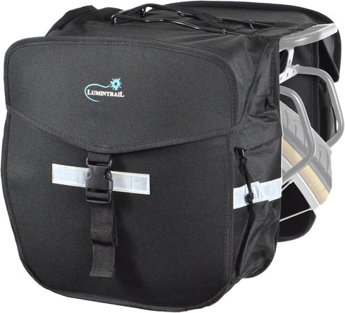 Lumintrail 36L Double Panniers - Bike Saddle Bags with Reflective Strips, Carrying Handle for Grocery Shopping