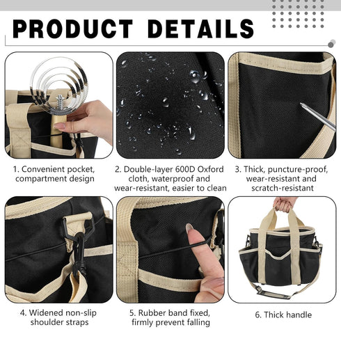(Stylish,10.63 10.63 9.45 Inch,Khaki Abbylike Grooming Tote Bag for Horses and Dogs Organize Tack Tools Equestrian