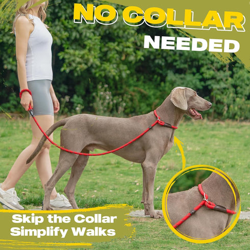Fida Durable Slip Lead - 6 FT x 1/2" Heavy Duty Rope for Large Dogs, No Pull Training Loop Leash, Red