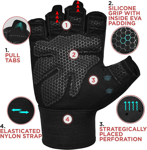 RDX Weight Lifting Gloves Gym Fitness Workout, Anti Slip Padded Full Palm Protection, Ultra Ventilated, Bodybuilding