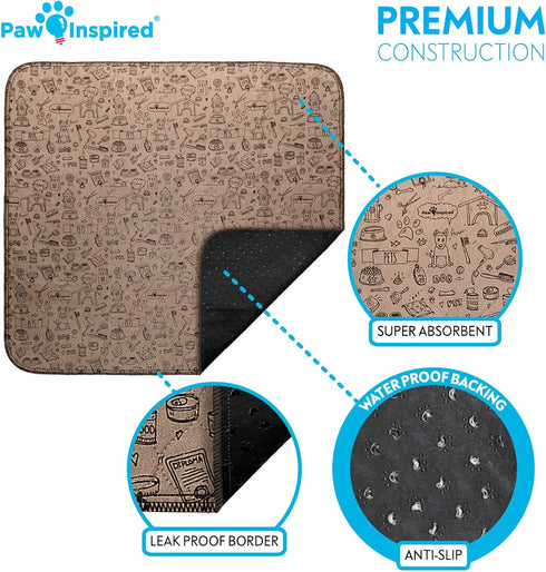 32x30" (2 pack)) Paw Inspired Washable Pee Pads for Dogs | Reusable Puppy Pads | Waterproof Whelping Pads | Washable