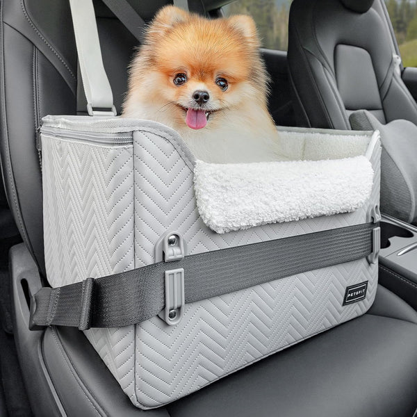PETSFIT Dog Booster Car Seat, Waterproof PU Leather Dog Car Seats for