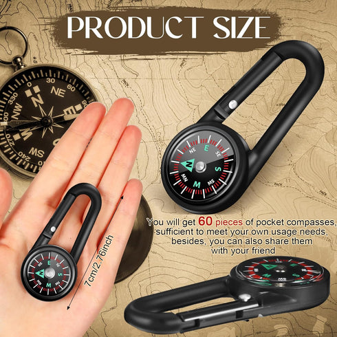 Magnetic Compass Keychain, Small Pocket Survival Mini Compass for Hiking and Camping