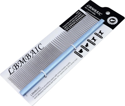 Metal Dog Grooming Comb for Shedding Tangles - Long Wide Tooth Pet Comb for Poodles and Goldendoodles Dematting (7.5