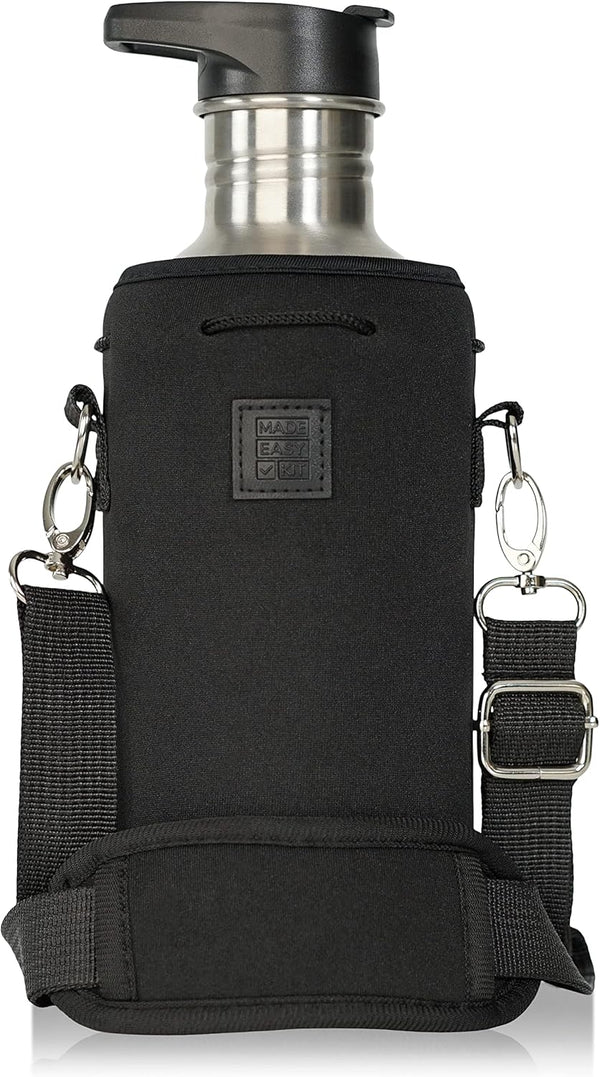 Made Easy Kit Water Bottle Carrier Insulated Neoprene - Adjustable Padded Shoulder