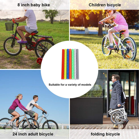 SANNIX 84pcs/7 Sets Bicycle Spoke Skins Wraps, Reflective Kids Road Mountain Bike Wheel Decoration Reflectors