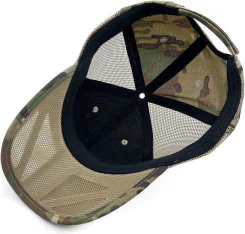 Loneshark Mens Camo Mesh Baseball Hat, American Flag USA Eagle Tactical Operator Cap