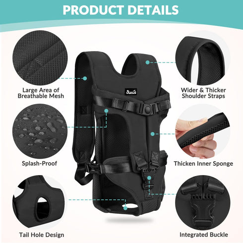 Lukovee Dog Backpack Carrier - Adjustable Hands-Free Front Carrier for Small Medium Dogs, Hiking (B, Large)