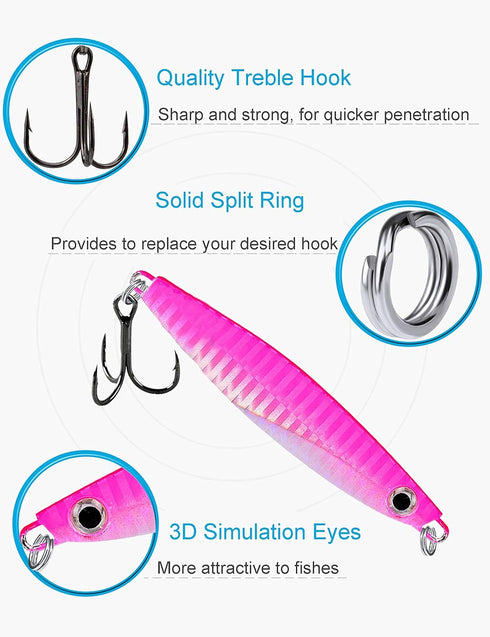 Saltwater Fishing Jigs, 6pcs Vertical Flat Jigging Lure for Tuna, Amberjack, Kingfish, and Snapper Fishing