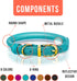 OOPSDOGGY Reflective Rolled Leather Dog Collar for Medium Dogs - Adjustable Soft Padded Collar (M, 12"-15", Teal)