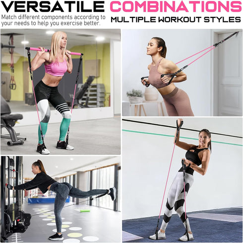 Pilates Bar Kit with Resistance Bands, Multifunctional Heavy-Duty Pilates Bar for Home Workouts for Women & Men