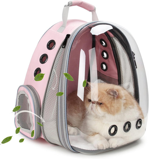 LOLLIMEOW Pet Carrier Backpack, Airline-Approved Bubble Carrier for Cats and Puppies, Pink, Travel Design
