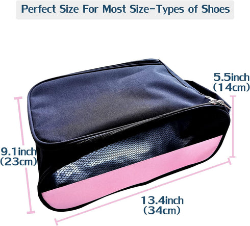 Golf Shoe Bag, Zippered Carrier Bags for Men/Women with Ventilation, Outdoor Travel Shoe Bags (Light Pink)