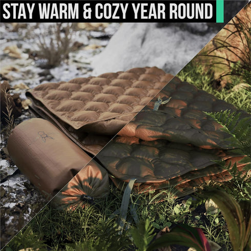 Woobie Blanket Poncho Liner - Insulated Thermal Camping Blanket, Waterproof Army Gear & Military Blanket