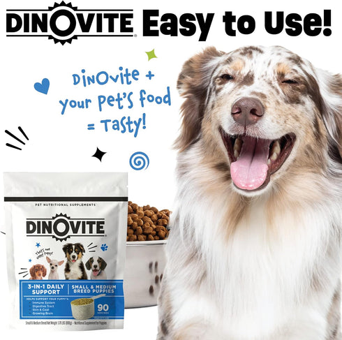 Dinovite Puppy Probiotic – 90-Day Supply for Puppies, Supports Digestive & Gut Health, Promotes Healthy Skin & Coat