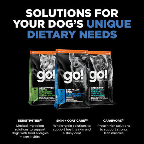 Go! Solutions Skin + Coat Care Dry Dog Food, 12 lb, Chicken Recipe with Grains for All Life Stages